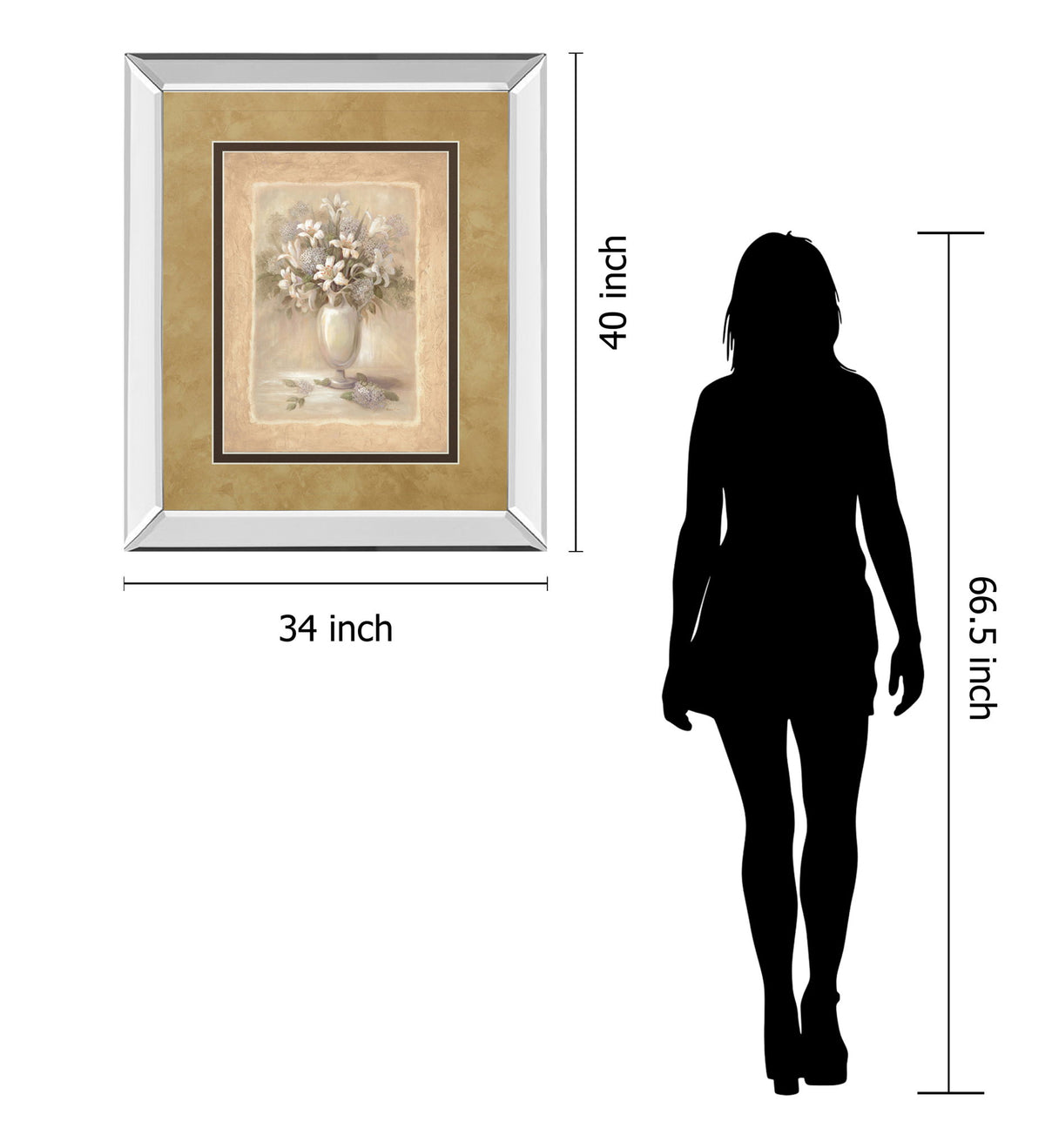 Bounty Il By Vivian Flasch - Mirror Framed Print Wall Art - Light Brown