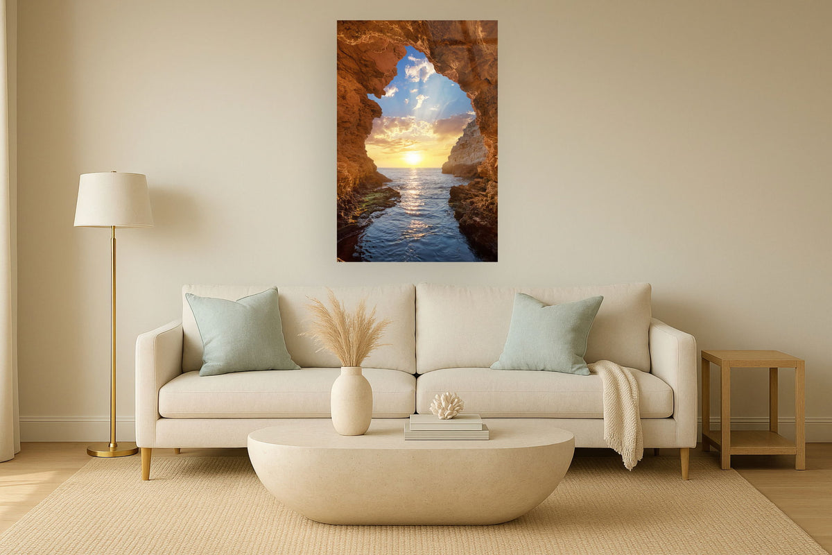 Tempered Glass With Foil - Grotto Sunset - Light Brown