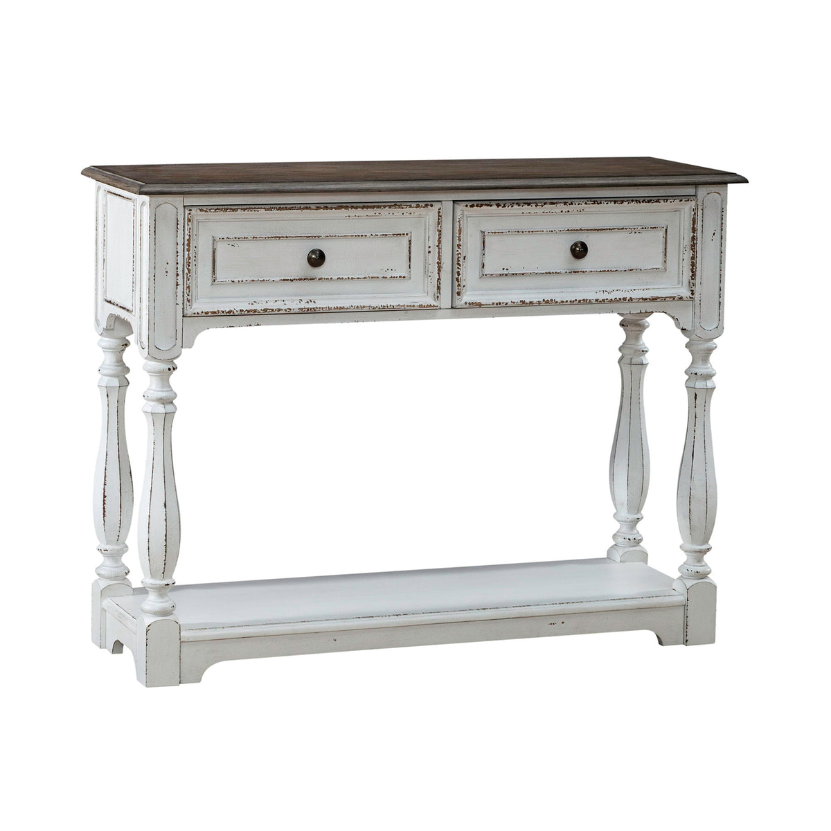 Magnolia Manor - Hall Console Bottom With Shelf For Display & Storage - Antique White
