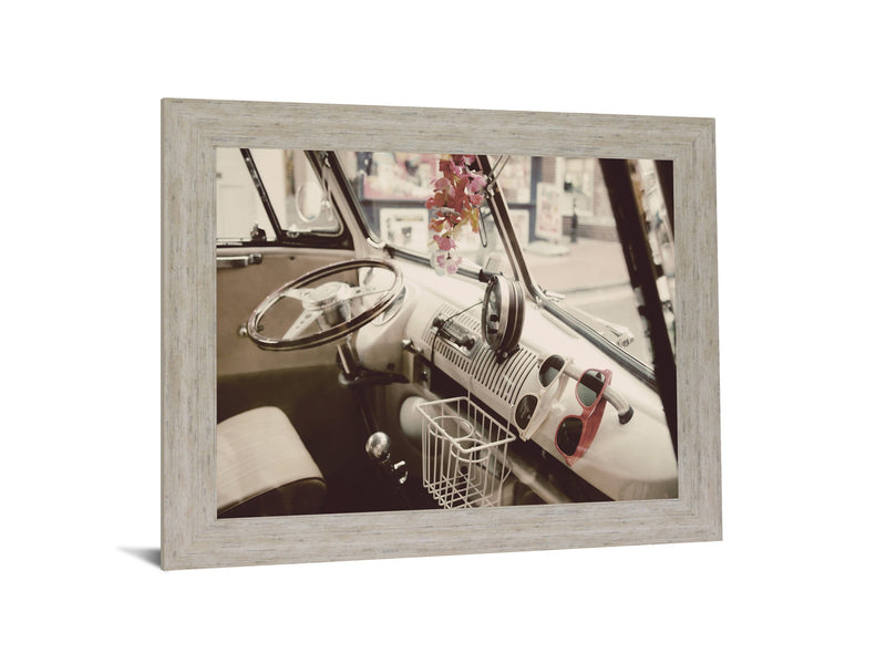 Retro Roadway Charm - 28" x 34" Framed Wall Art - Beige