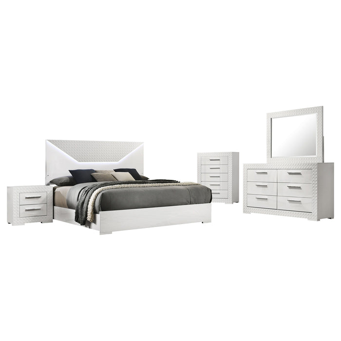 Ives - 5-Piece Eastern King Bedroom Set - White High Gloss