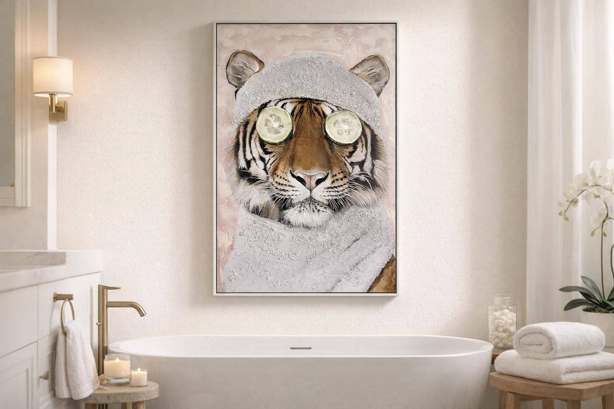 Spa Retreat I Hand-Embellished Canvas With Rocks In Frame - Pink / White