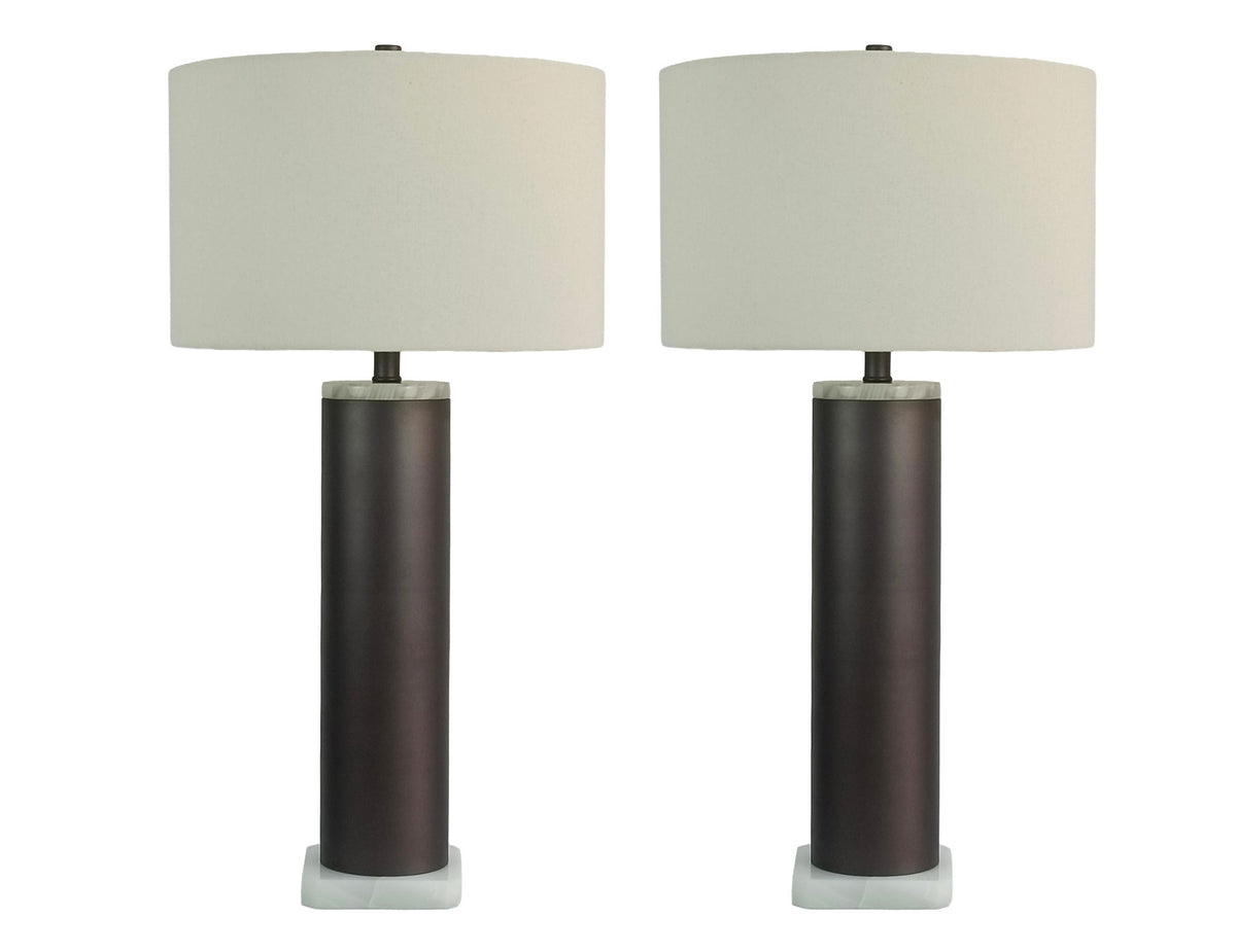 Slate Stone Metal & Jade Table Lamp (Set of 2) - Gray Slate