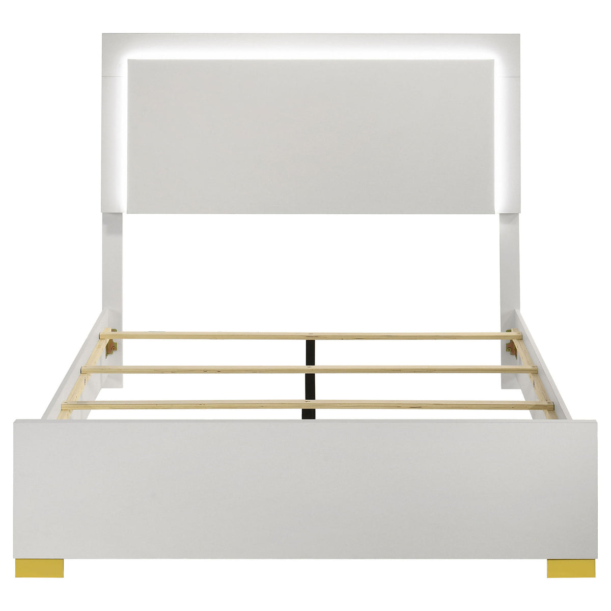 Marceline Wood Full LED Panel Bed White