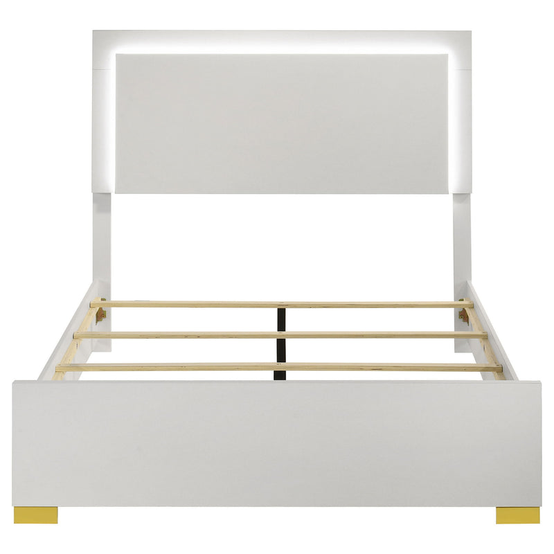 Marceline Wood Full LED Panel Bed White