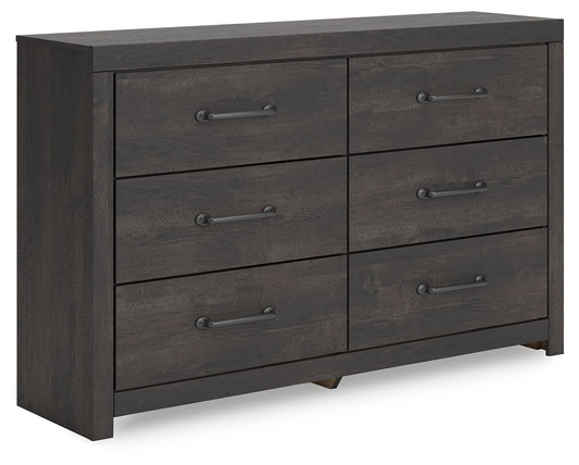 Hollivern - Six Drawer Dresser - Dark Gray