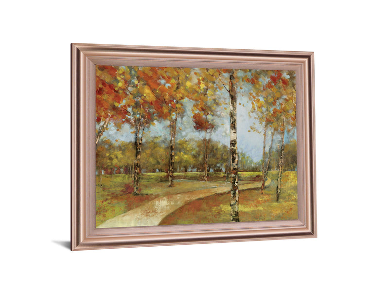 Golden Birch Trail - 28" x 34" Framed Wall Art - Light Brown