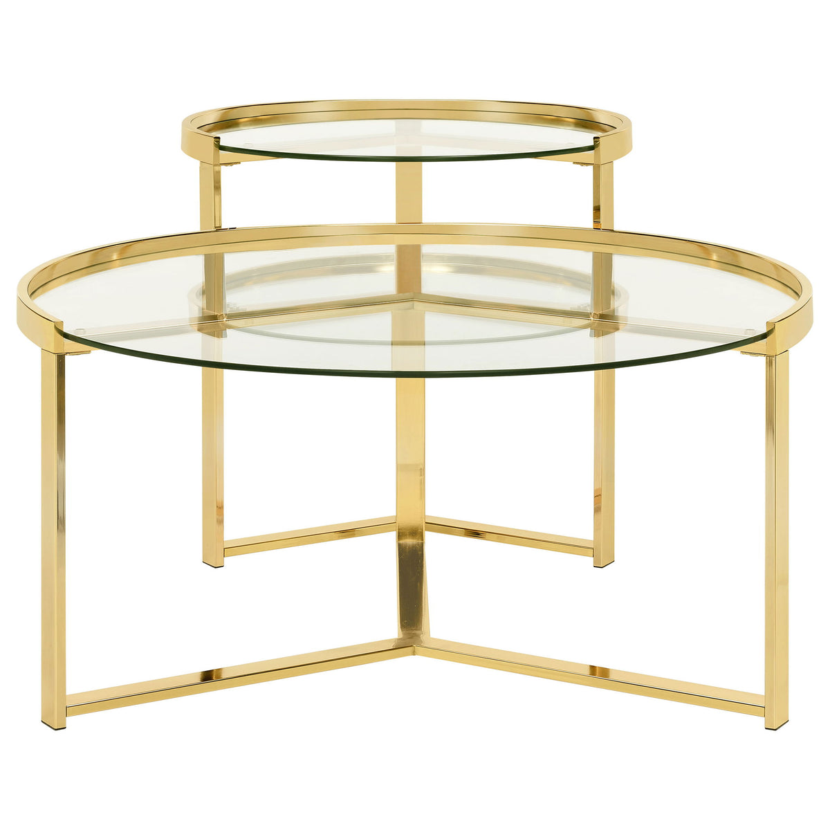 Delia 2-Piece Round Glass Top Nesting Coffee Table Gold