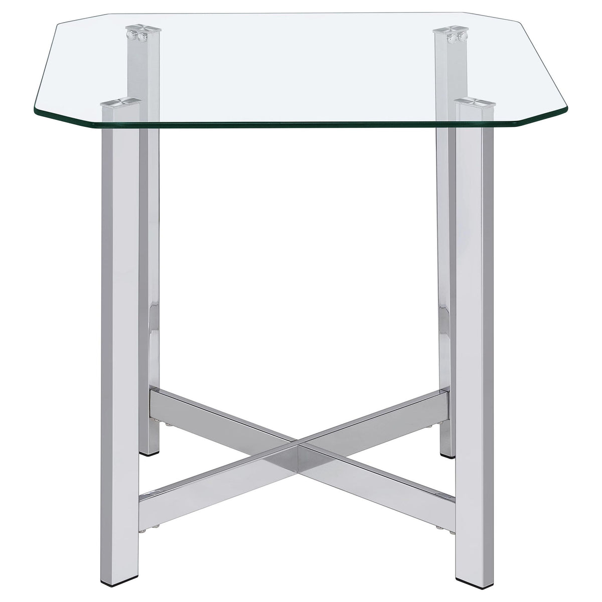 Cronin Square Tempered Glass Top Side End Table Chrome