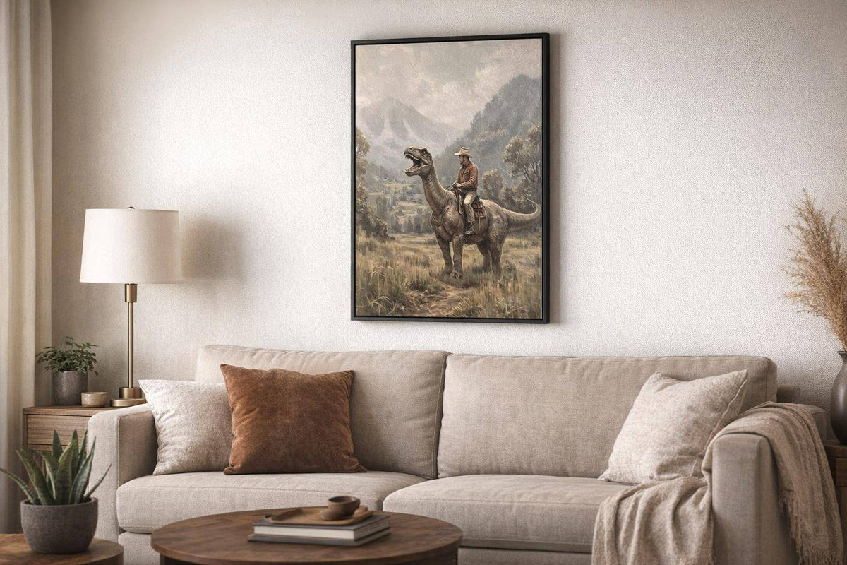 Jurassic Trail I Textured Canvas In Frame - Black / Brown