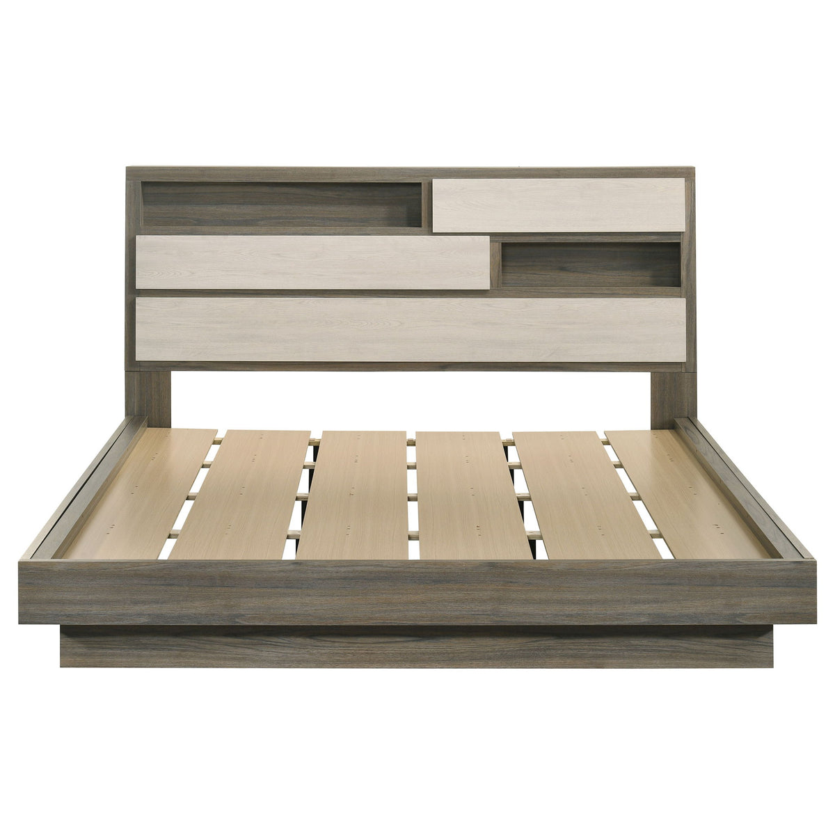 Fenwick California King Bed Bookcase Headboard Grey Oak
