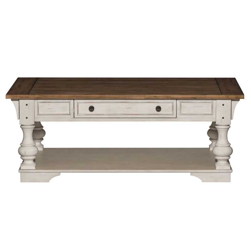 Morgan Creek - Cocktail Table - Antique White / Wirebrushed Tobacco Accents