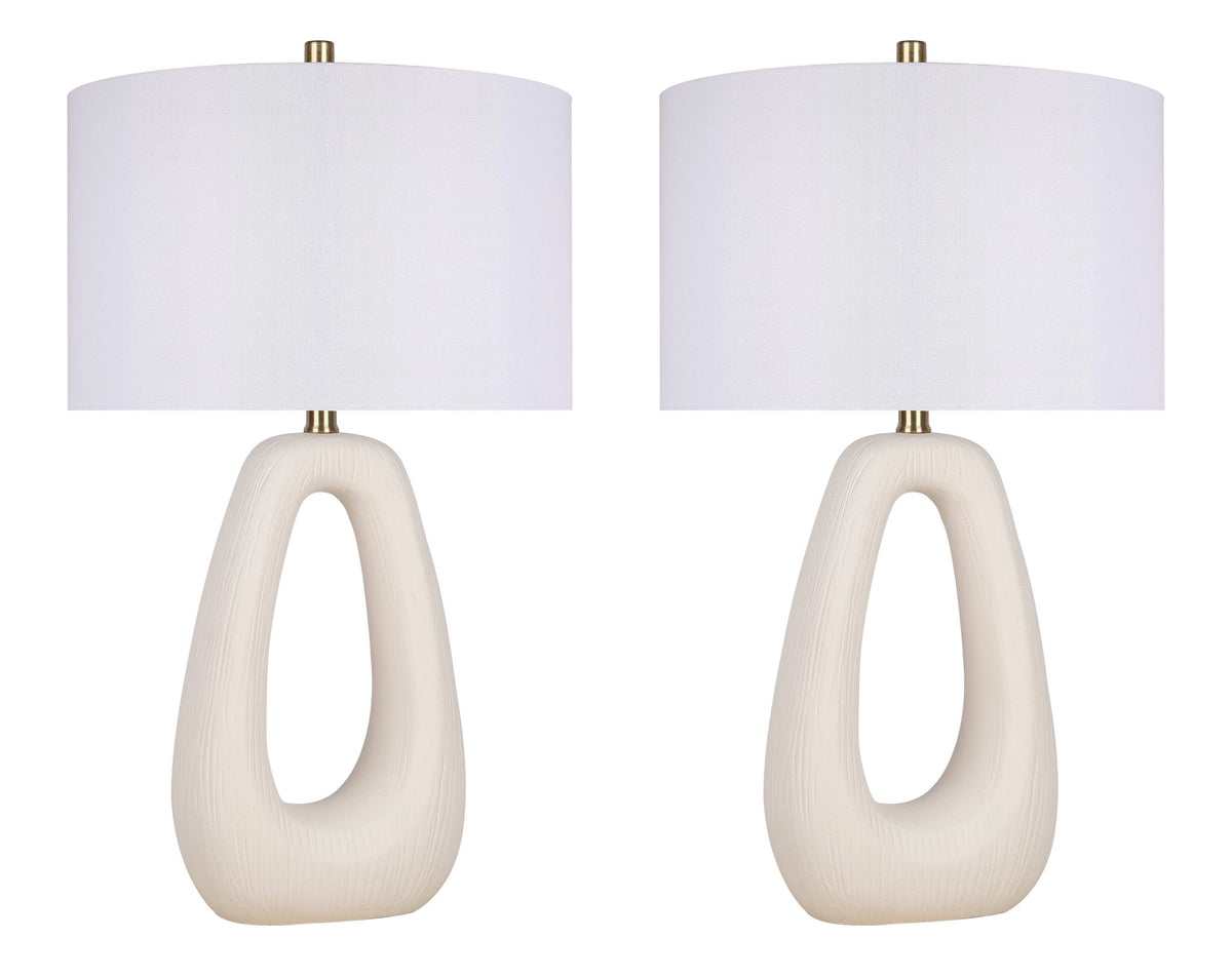 "Serenity Loop" Ceramic Table Lamp (Set of 2) - Textured White