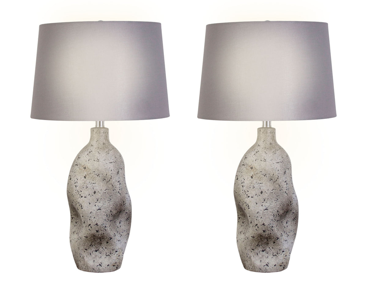"Stonehaven Elegance" Ceramic Table Lamp (Set of 2) - Natural Stone