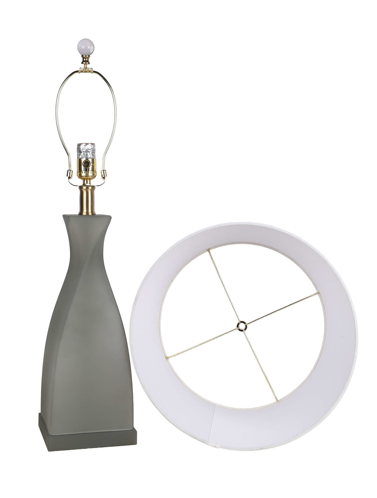"Sage Elegance" Art Glass Table Lamp (Set of 2) - Frosted Sage Green / Frosted Crystal