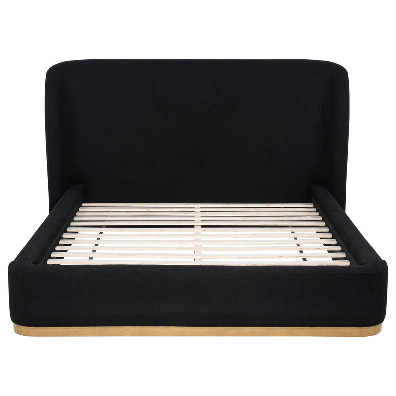 Blaire Upholstered Queen Wingback Platform Bed Black
