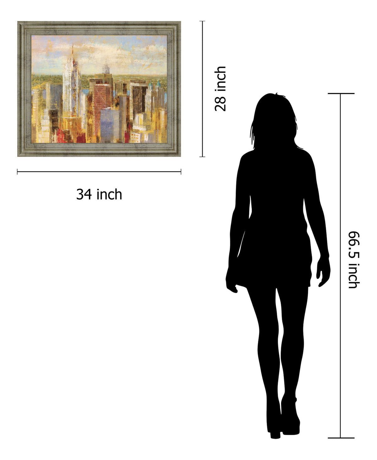 Sunlit Skyline - 28" x 34" Framed Wall Art - Gold