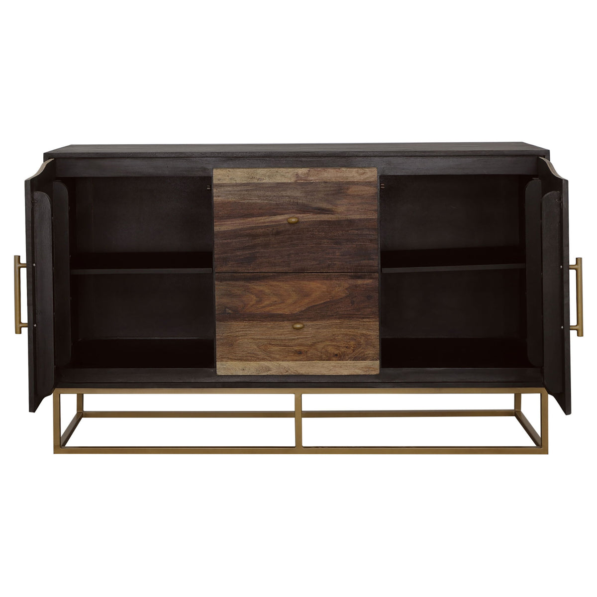 Zara 2-door 57-inch Wood Accent Storage Cabinet Black Walnut