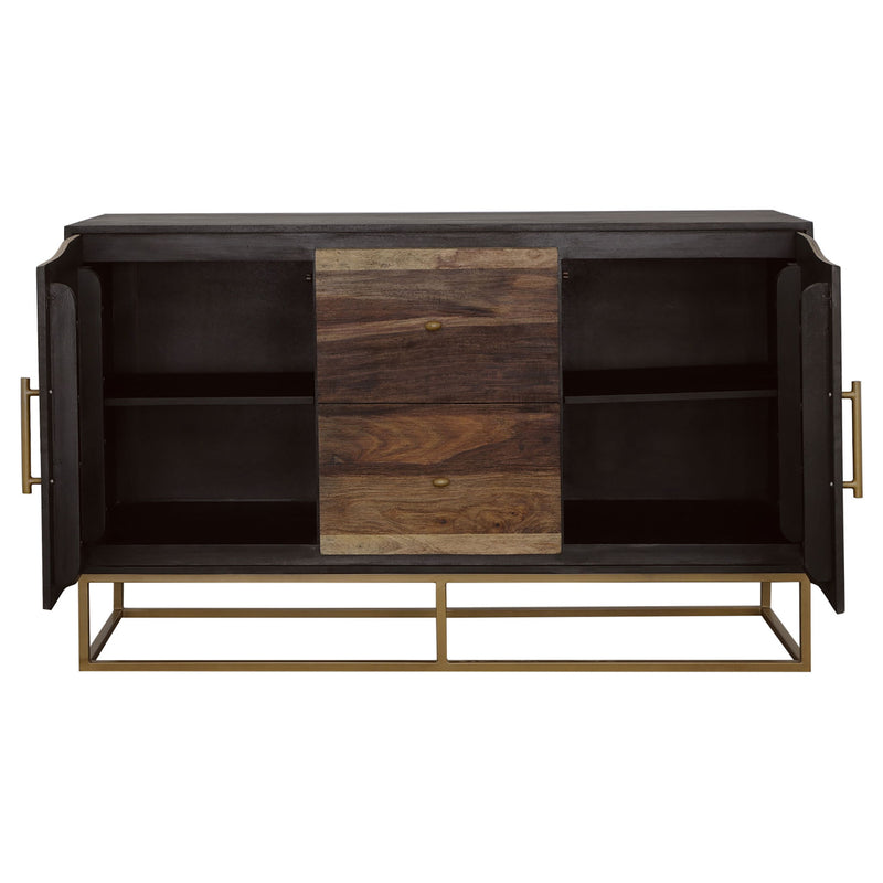 Zara 2-door 57-inch Wood Accent Storage Cabinet Black Walnut