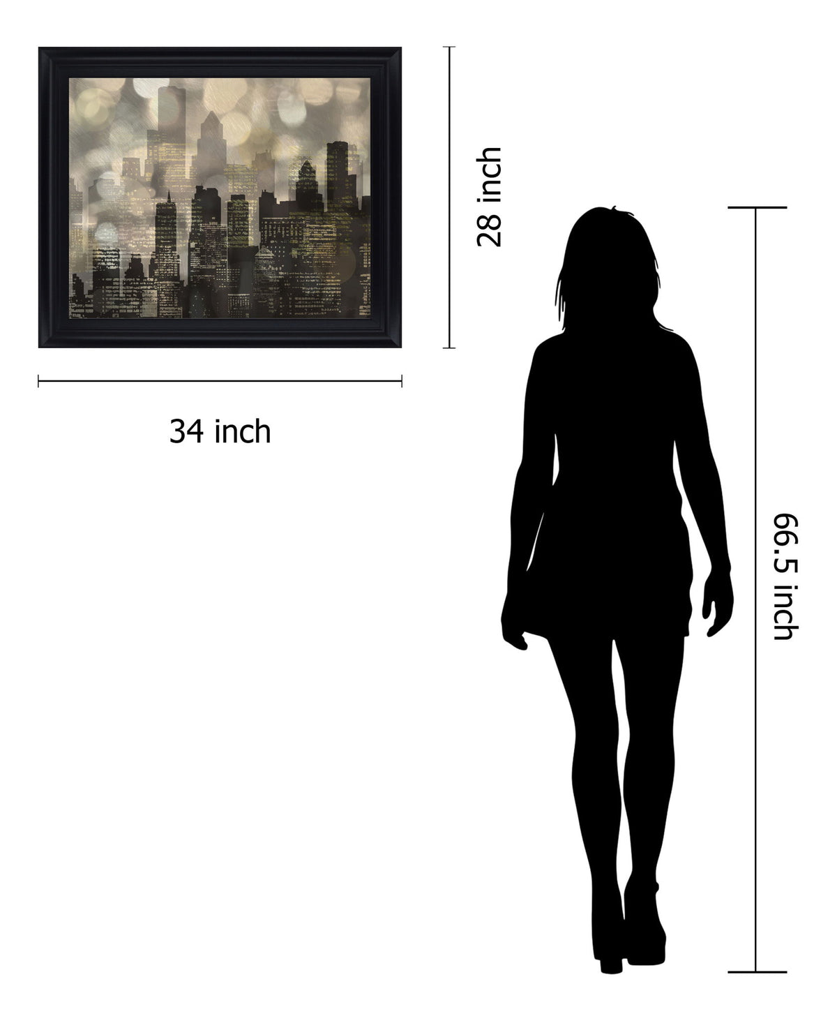 Luminous Skyline - 28" x 34" Framed Wall Art - Black