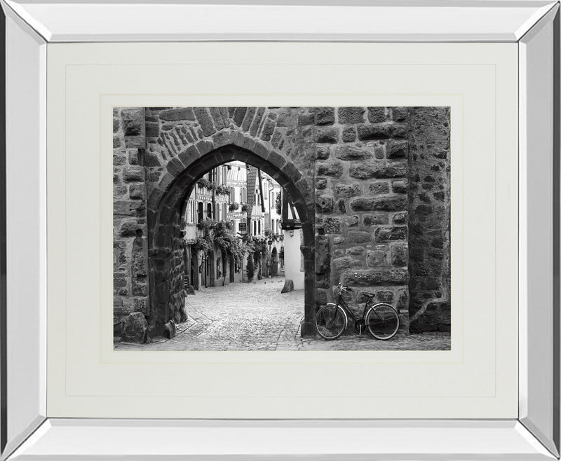 Bicycle Of Riquewihr By Monte Nagler - Mirror Framed Print Wall Art - Dark Gray
