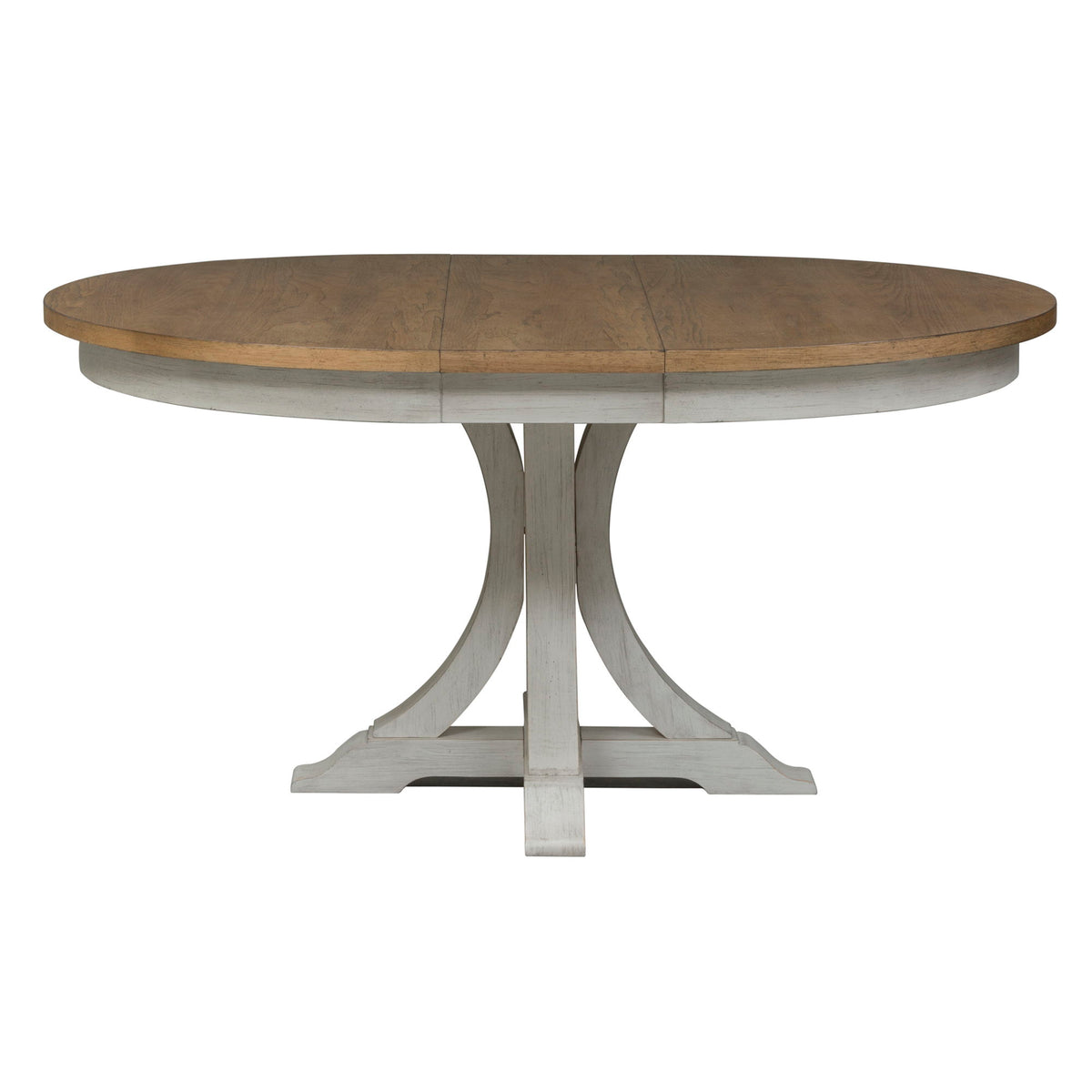Farmhouse Reimagined - Pedestal Table - Antique White / Chestnut Tops