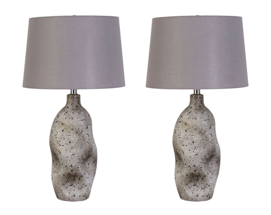 "Stonehaven Elegance" Ceramic Table Lamp (Set of 2) - Natural Stone