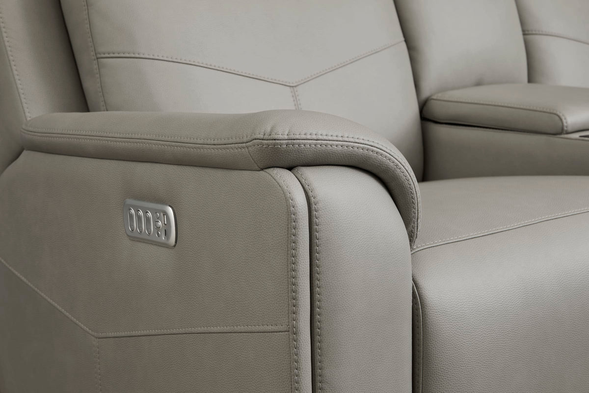 Flexsteel Vernon Power Reclining Loveseat with Console, Power Headrests, Lumbar, Heat & Massage