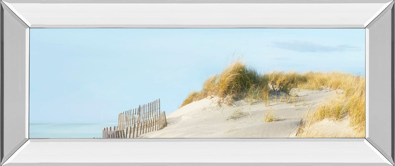 Beachscape L By James Mcloughlin - Mirror Framed Print Wall Art - Light Blue