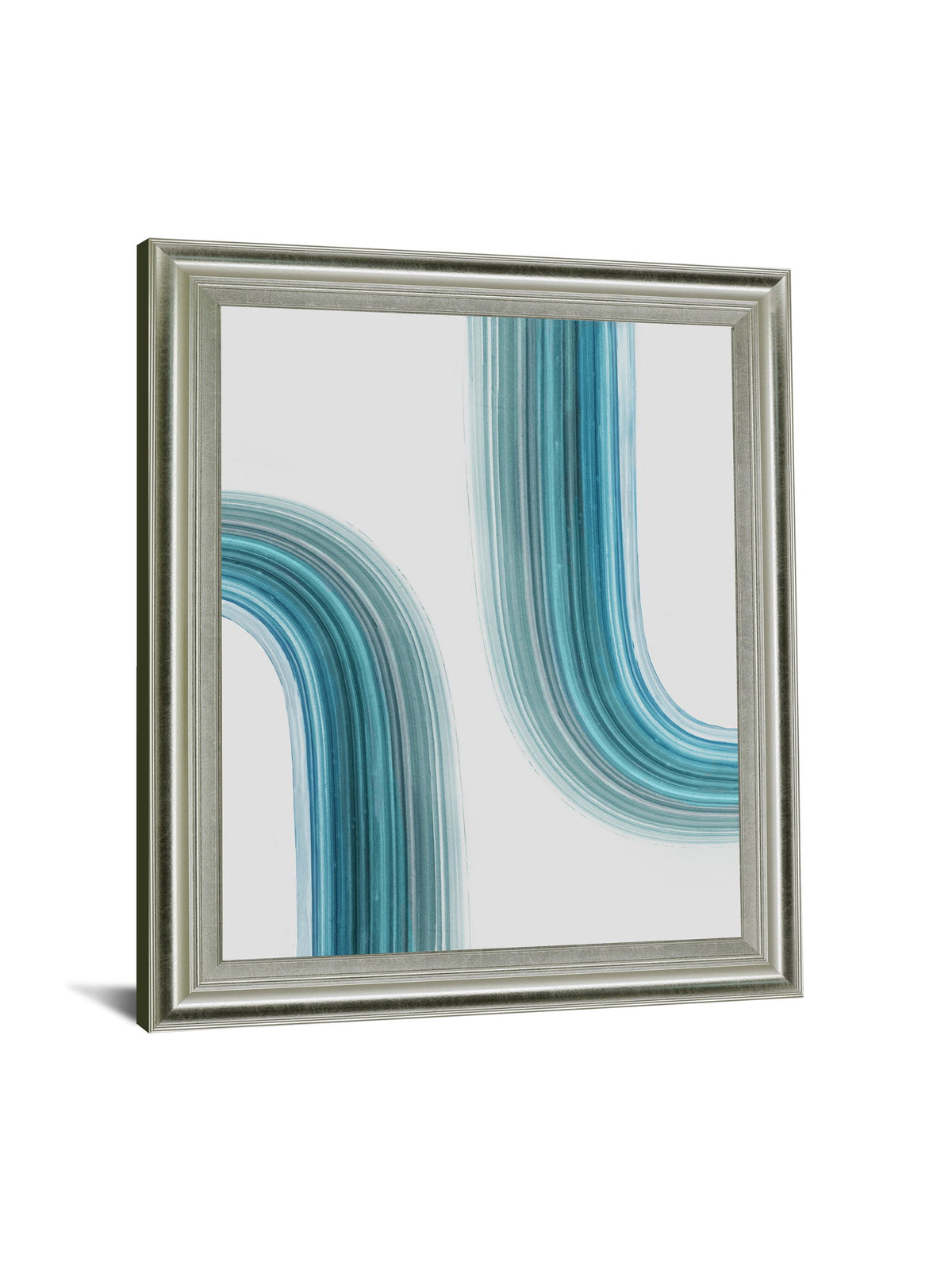 Curved Streams - 28" x 34" Framed Wall Art - Light Blue