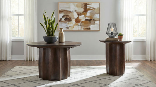 Cayenne 2-piece Solid Mango Wood Coffee Table Set Walnut