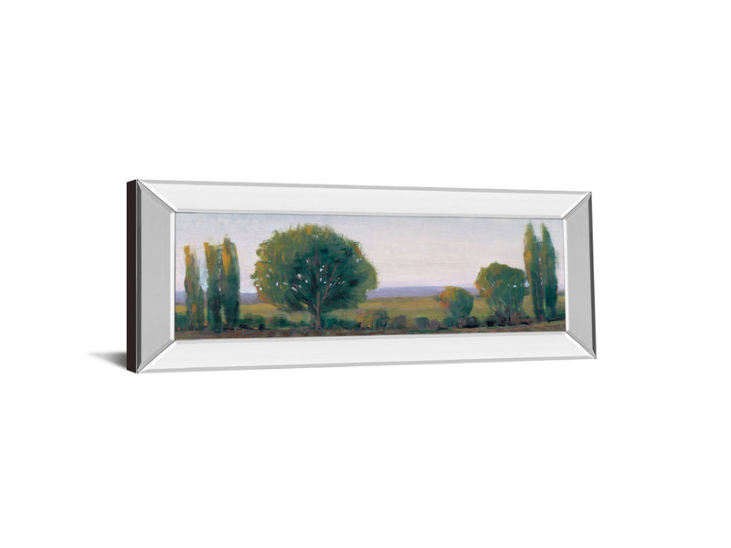 Panoramic Treeline I By Tim Otoole - Mirror Framed Print Wall Art - Dark Green