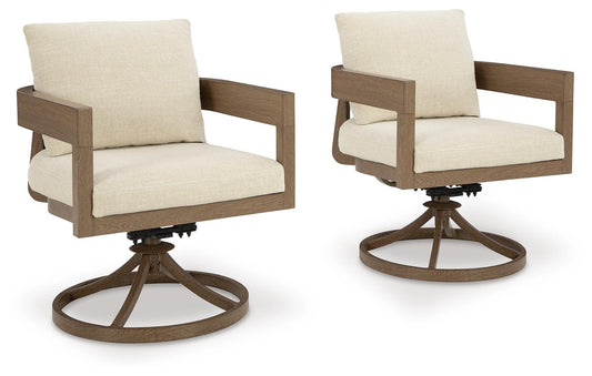 Serene Bay - Swivel Chair With Cushion (Set of 2) - Dark Brown / White