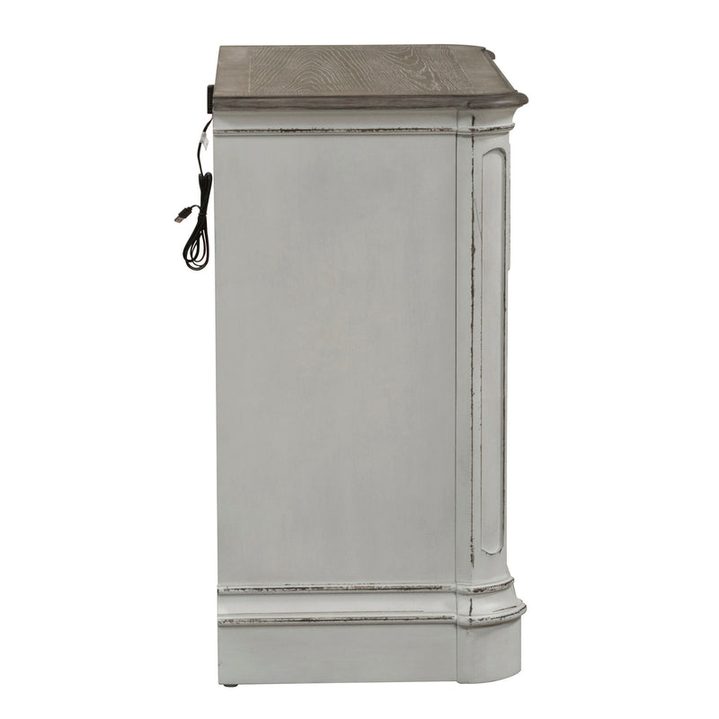 Magnolia Manor - 3 Drawer Bedside Chest With Charging Station - Antique White