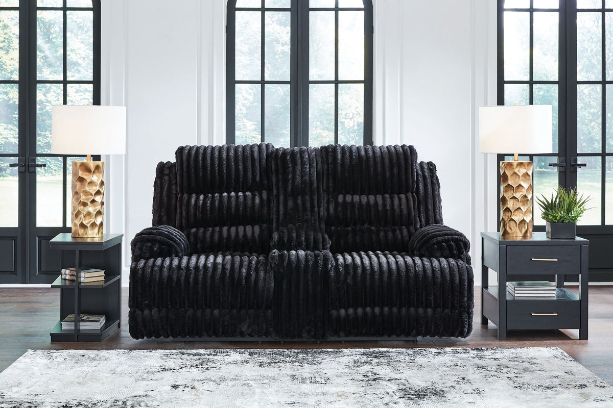 Rhine Falls - Double Reclining Power Loveseat With Console - Onyx