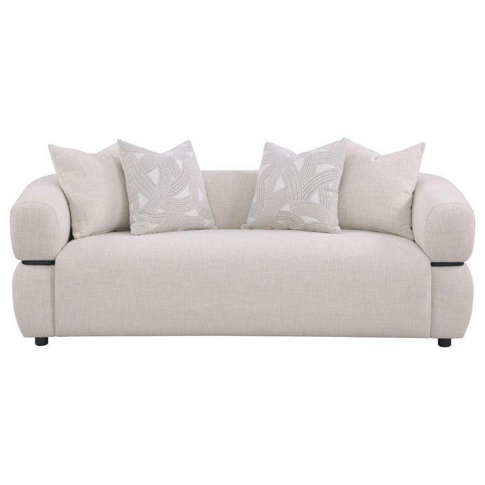 Jeanette - 84" Fabric Upholstered Round Arm Sofa - Beige