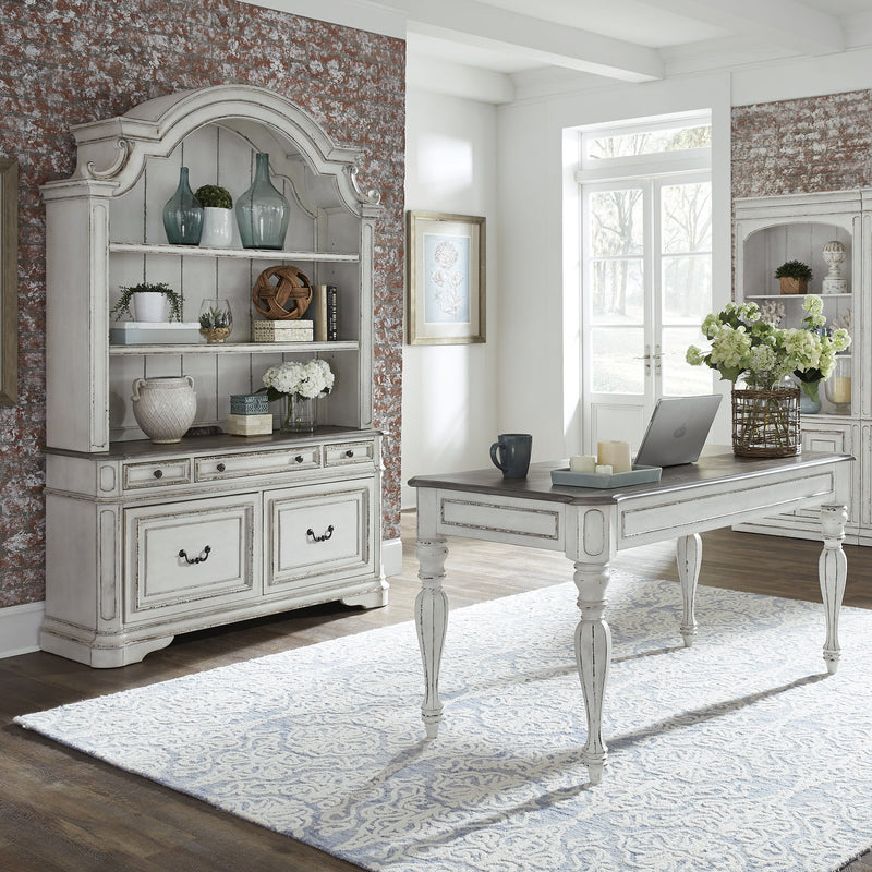 Magnolia Manor - 3 Piece Home Office Set (Desk & Hutch) - Antique White