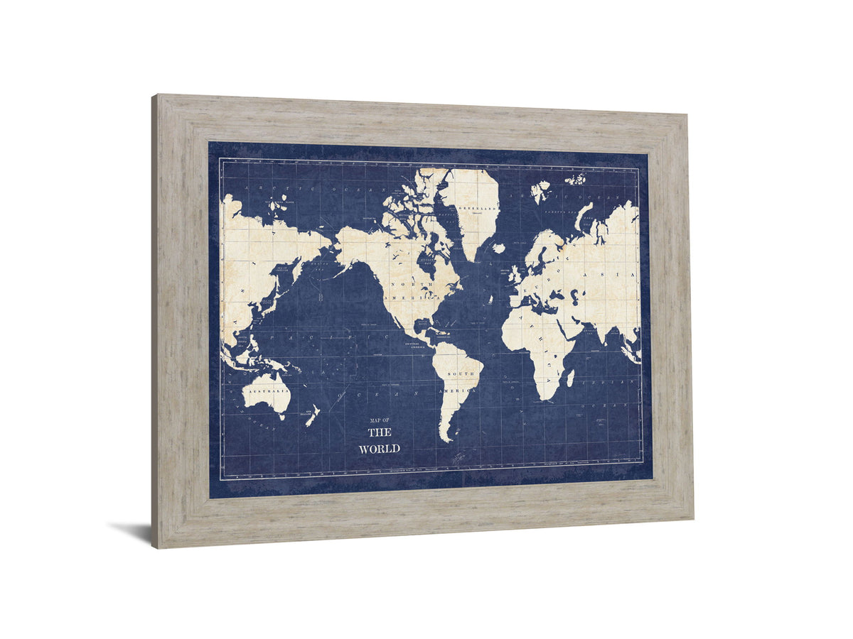 Voyager's Atlas - 28" x 34" Framed Wall Art - Blue
