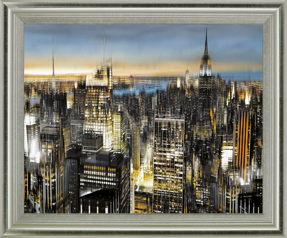 Electric Skyline - 28" x 34" Framed Wall Art - Dark Gray