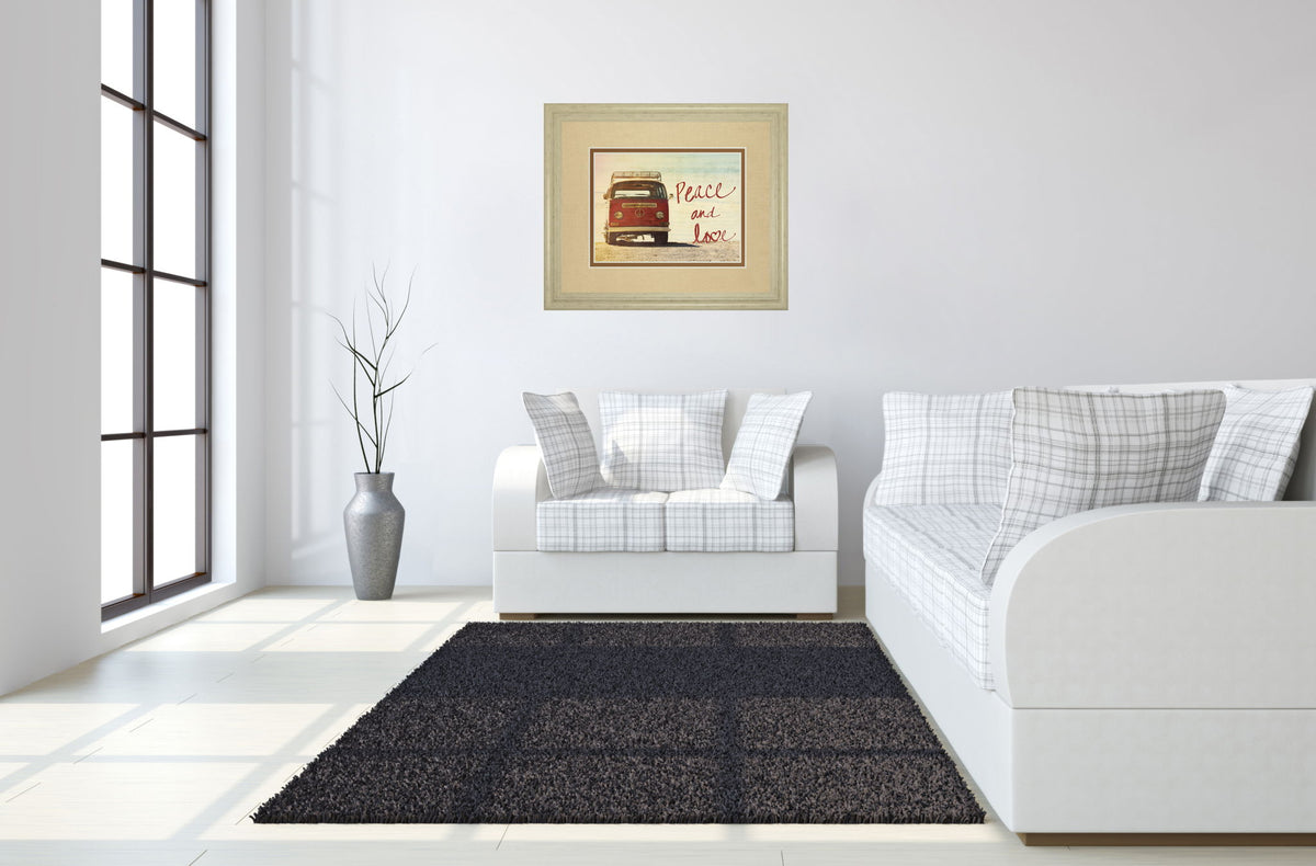 Peace And Love By Gail Peck - Framed Print Wall Art - Beige