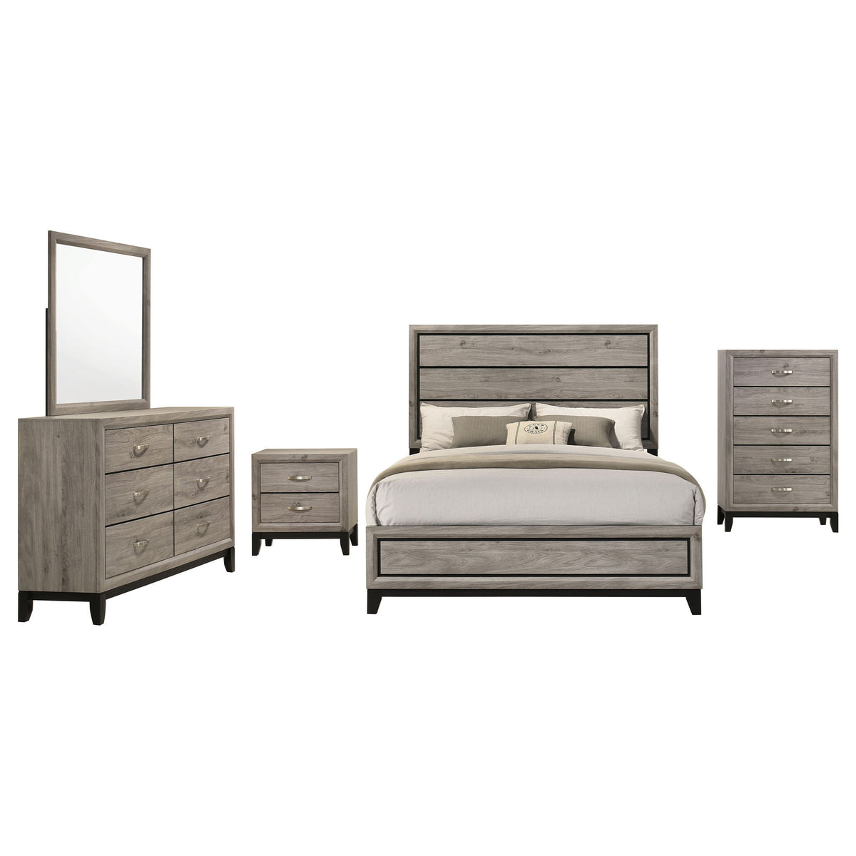 Watson Five-piece Full Bedroom Set Light Taupe