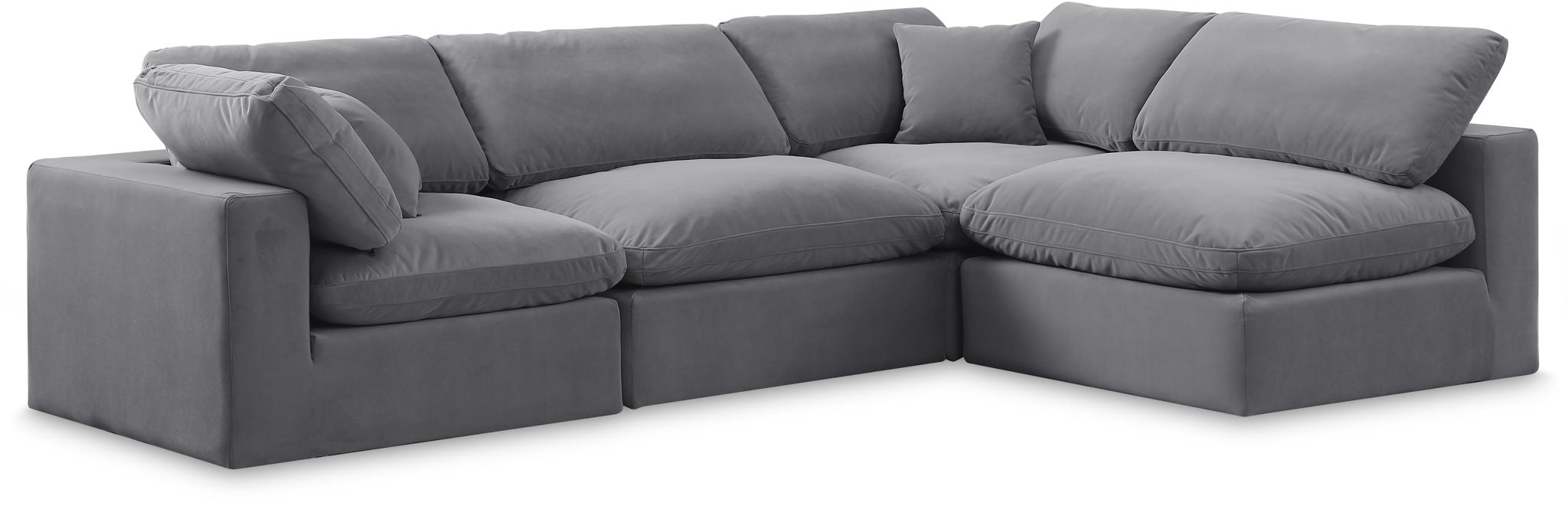 Comfy - 4 Piece Velvet Modular Armless Sectional