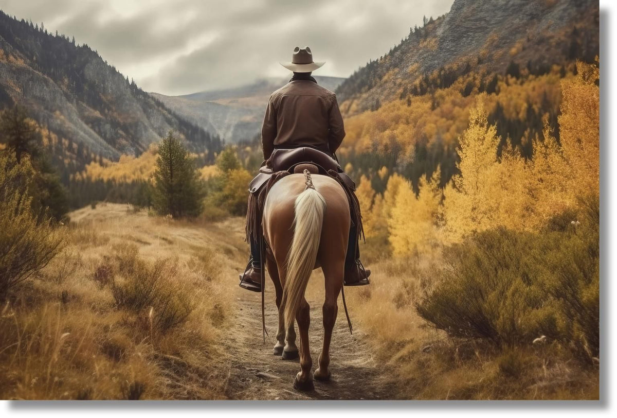Autumn Trail Journey - 40" x 60" Framed Wall Art - Yellow