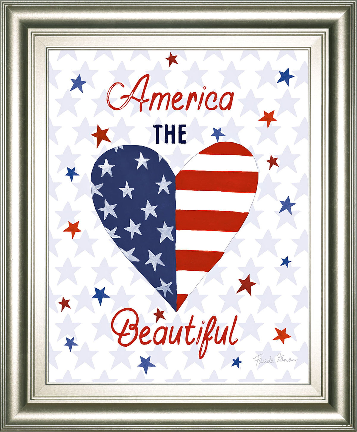 America The Beautiful II By Farida Zaman - Framed Print Wall Art - Silver