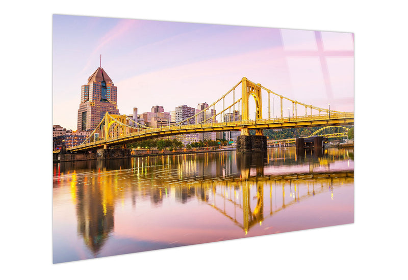 Gold Bridge Reflections Tempered Glass With Foil - Gold / Pink