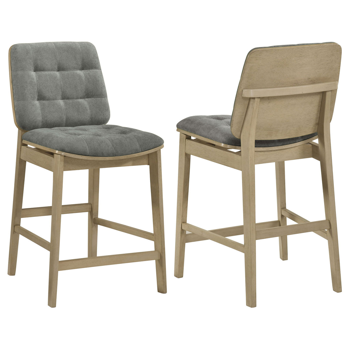 Redbridge Velvet Upholstered Counter Chair Grey and Natural Oak (Set of 2)