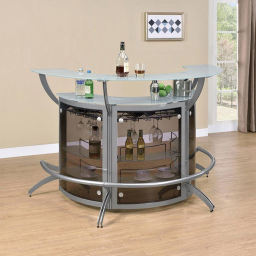 Dallas Curved Freestanding Home Bar Cabinet Silver