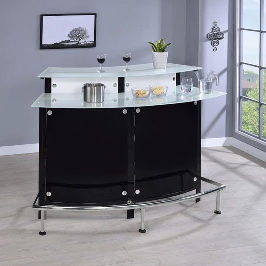 Keystone Curved Glass Top Home Bar Wine Cabinet Black Default Title