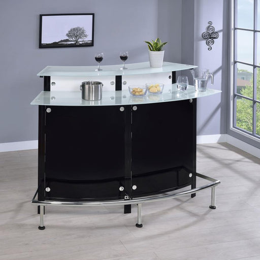 Keystone Curved Glass Top Home Bar Wine Cabinet Black Default Title