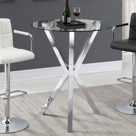 Denali Round 35-inch Glass Top Bistro Bar Table Chrome Default Title